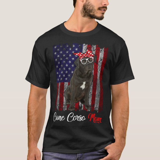 Cane Corso Mom American Flag T-Shirt (Front)