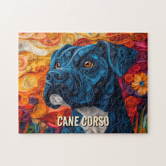 Cane Corso Paper Quilling Art Dog Portrait Jigsaw Puzzle (Horizontal)