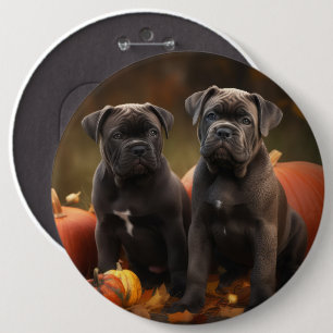 Cane Corso Puppy Autumn Delight Pumpkin 6 Inch Round Button