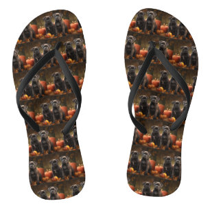 Cane Corso Puppy Autumn Delight Pumpkin Flip Flops