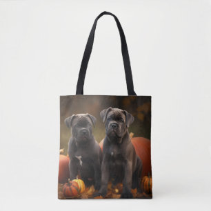Cane Corso Puppy Autumn Delight Pumpkin Tote Bag