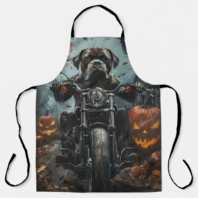 Cane Corso Riding Motorcycle Halloween Scary Apron (Front)