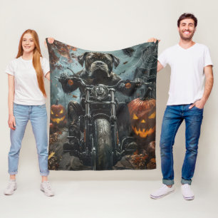Cane Corso Riding Motorcycle Halloween Scary Fleece Blanket