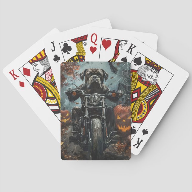 Cane Corso Riding Motorcycle Halloween Scary Playing Cards (Back)