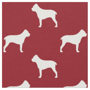 Cane Corso Silhouettes Pattern Red Fabric