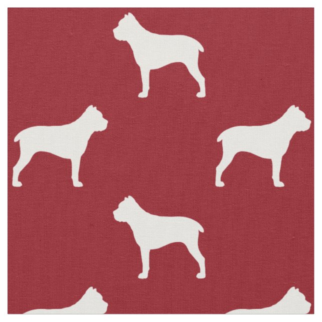 Cane Corso Silhouettes Red and White Patterned Fabric (Close Up)