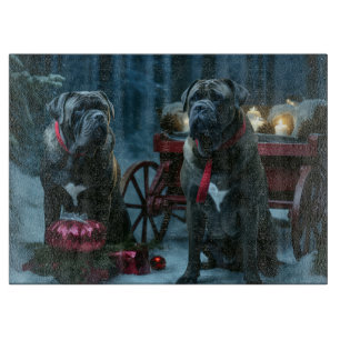 Cane Corso Snowy Sleigh Christmas Decor Cutting Board