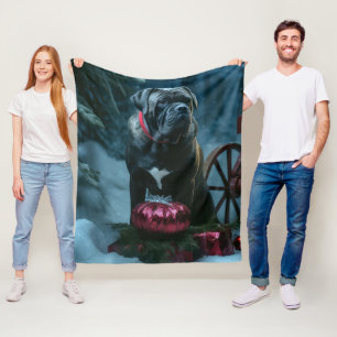 Cane Corso Snowy Sleigh Christmas Decor Fleece Blanket