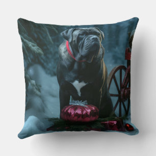 Cane Corso Snowy Sleigh Christmas Decor Throw Pillow