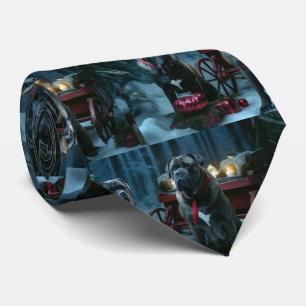 Cane Corso Snowy Sleigh Christmas Decor Tie