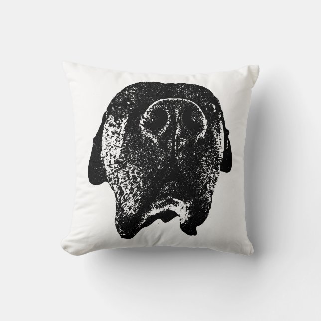 Cane Corso Throw Pillow | Ink Head Drawing (Front)