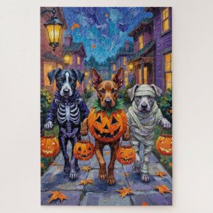 Cane Corso Trick-or-Treating in Halloween Costumes Jigsaw Puzzle