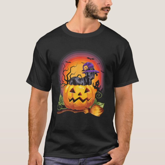 Cane Corso Witch Pumpkin Halloween Dog Lover T-Shirt (Front)