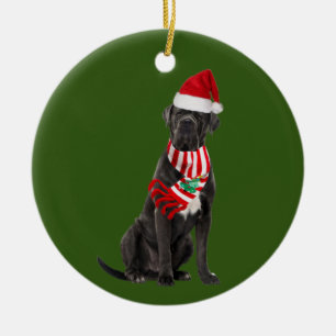 Cane Corso With Hat Scaft Christmas Ceramic Ornament