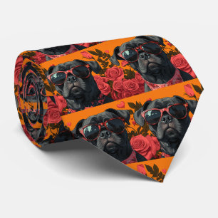 Cane Corso With Heart Roses Valentine's Day  Tie