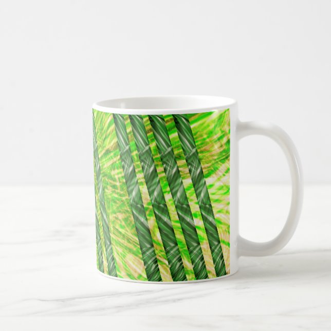 Caneca com riscos e faixas verdes, amarelo e oliva coffee mug (Right)