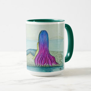 Caneca ilustração sereia pintada à mão mug