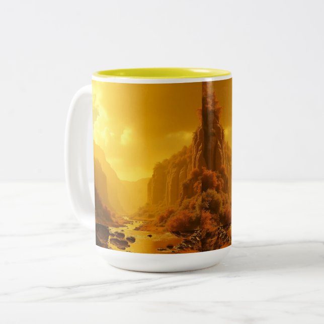 CANECA IN TWO TONS - GOLD LANDSCAPE Two-Tone COFFEE MUG (Front Left)