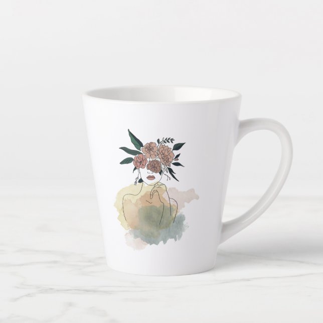 Caneca para café latte linhas e flores latte mug (Right)