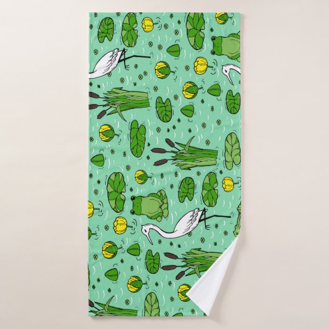 Canes, herons, lilies: vintage swarm. bath towel (Bath Towel)