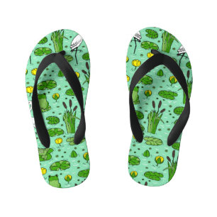 Canes, herons, lilies: vintage swarm. kid's flip flops