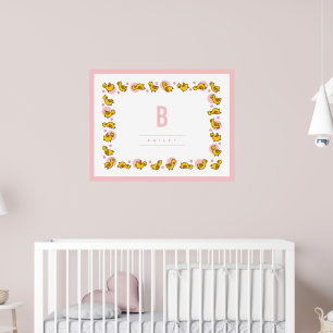 Canetons mignons Monogramme rose Décoration murale