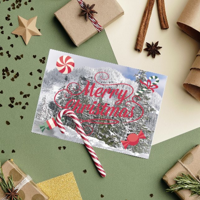 Canettes à menthe poivrée et carte de Noël de neig (In Situ)