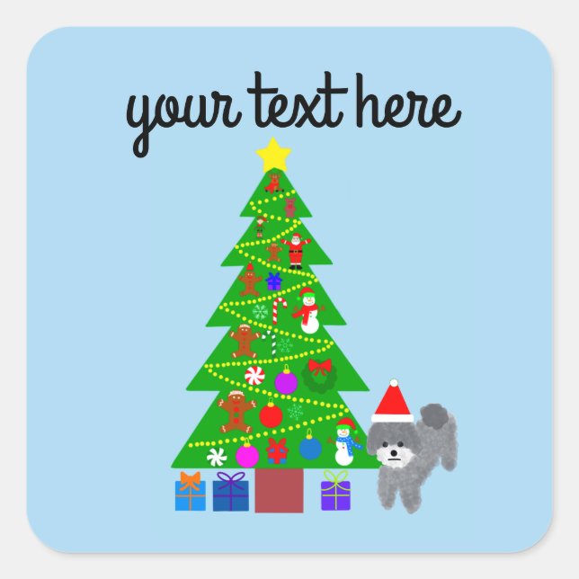 Caniche gris Noël #5 Stickers (Devant)