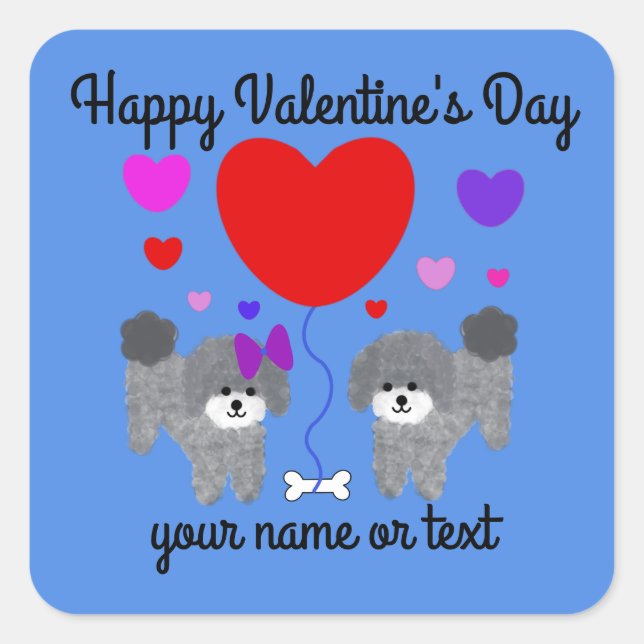 Caniche gris Valentine #1 Stickers (Devant)