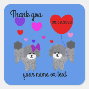 Caniche gris Valentine #2-2 Stickers