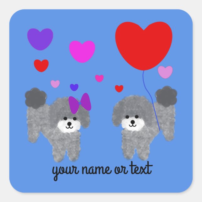 Caniche gris Valentine #2-3 Stickers (Devant)