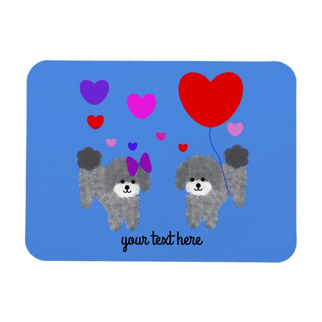 Caniche gris Valentine #2 Magnet (Horizontal)