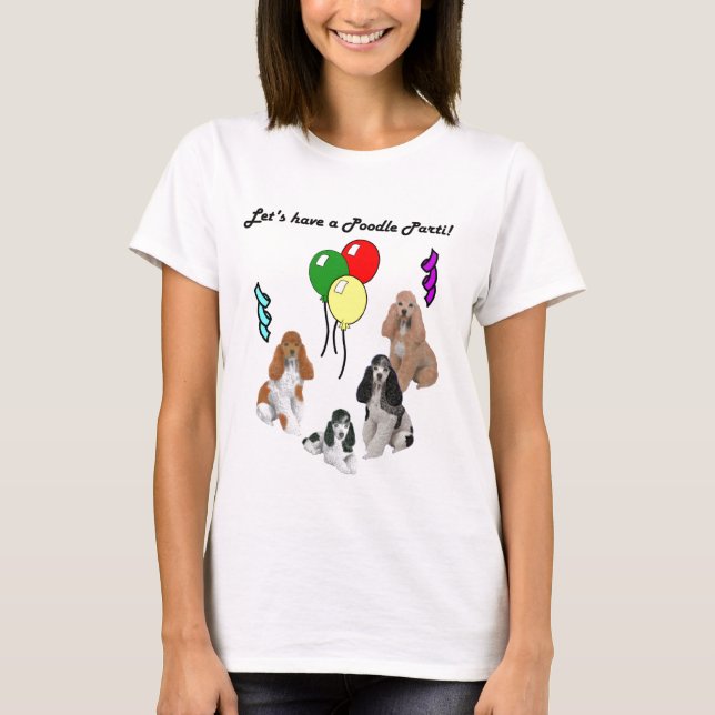 Caniche Parti sur le T-shirt gris (Devant)