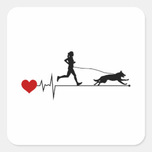 Canicross Trail Running Runner Dog Sport Outdoor Square Sticker