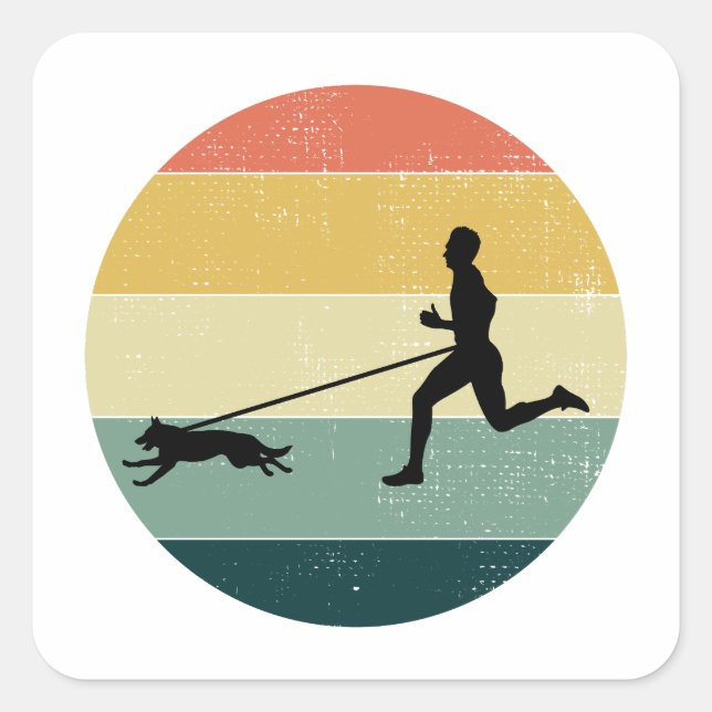 Canicross Trail Running Runner Dog Sport Square Sticker (Front)
