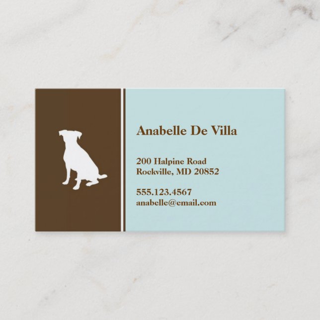 Canine dog blue brown pet personal calling card (Front)
