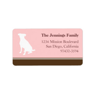 Canine dog pet silhouette pink return or mailing label
