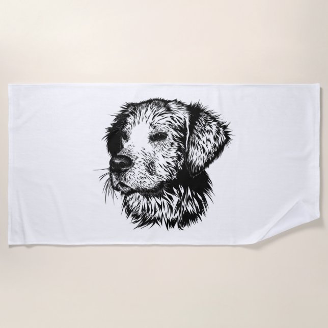 Canine Head Sketch  Beach Towel (Front)