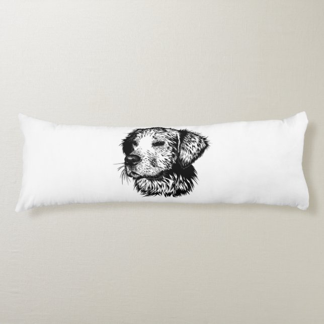 Canine Head Sketch  Body Pillow (Front)
