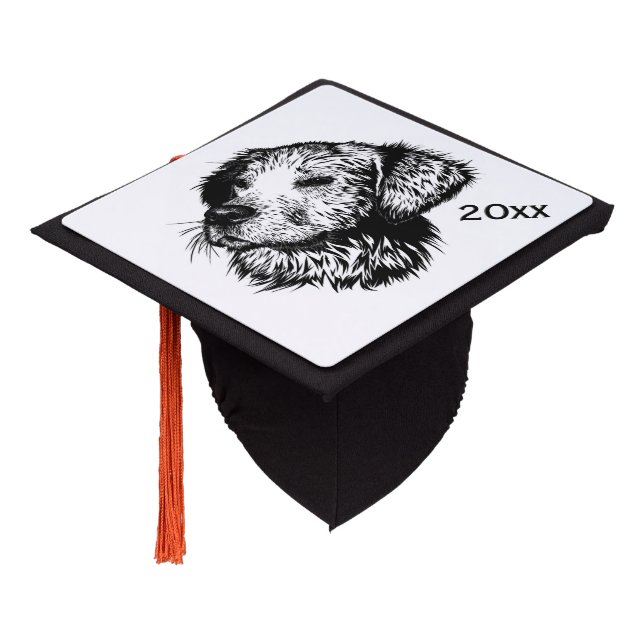 Canine Head Sketch  Graduation Cap Topper (Angled)