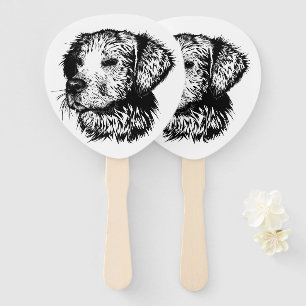 Canine Head Sketch  Hand Fan