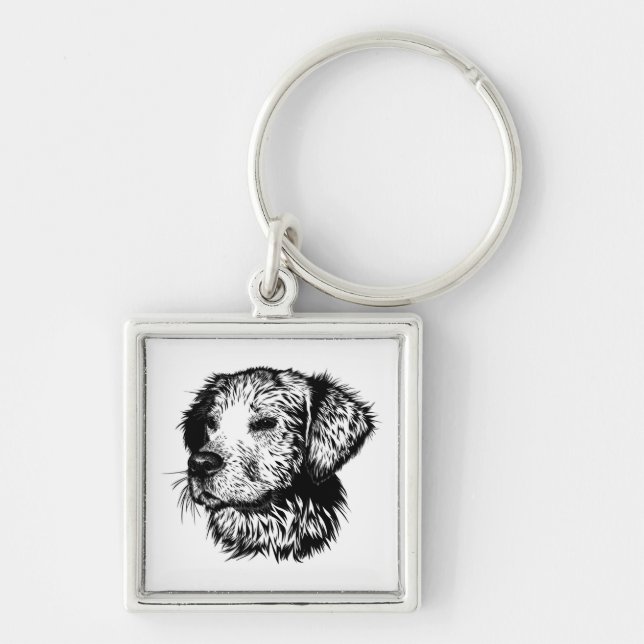 Canine Head Sketch  Keychain (Front)