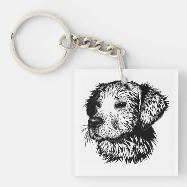 Canine Head Sketch  Keychain (Front)