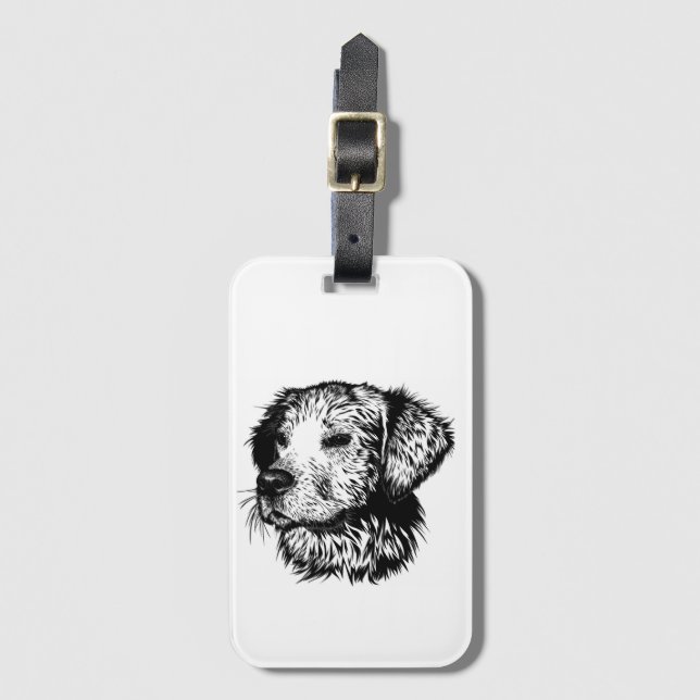 Canine Head Sketch  Luggage Tag (Front Vertical)