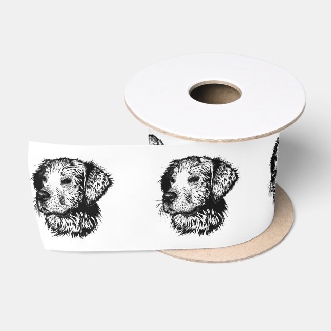 Canine Head Sketch  Satin Ribbon (Spool)