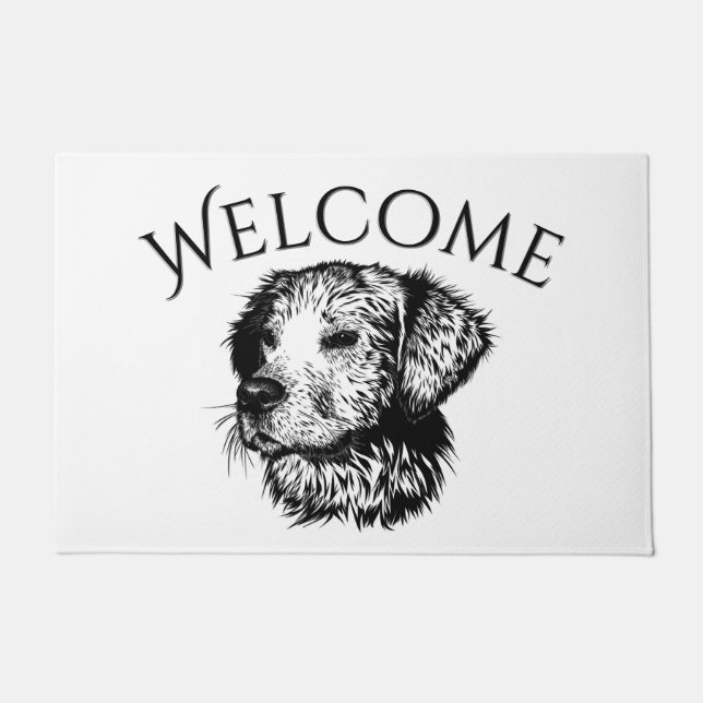 Canine Head Sketch Welcome Doormat (Front)