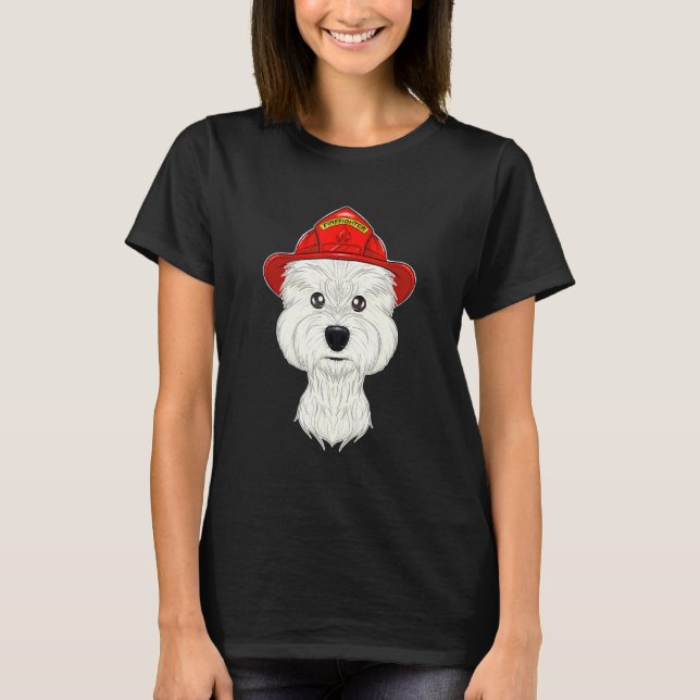 Canine I Fireman Dog I Firefighter West Highland T T-Shirt (Front)