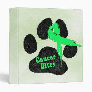Canine Lymphoma Ribbon Paw Design Record Keeping Binder