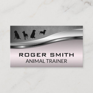 Canine Pack   Pink Metallic Grey Leather Business Card