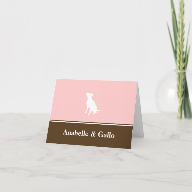 Canine pet dog pink custom name note card blank (Front)